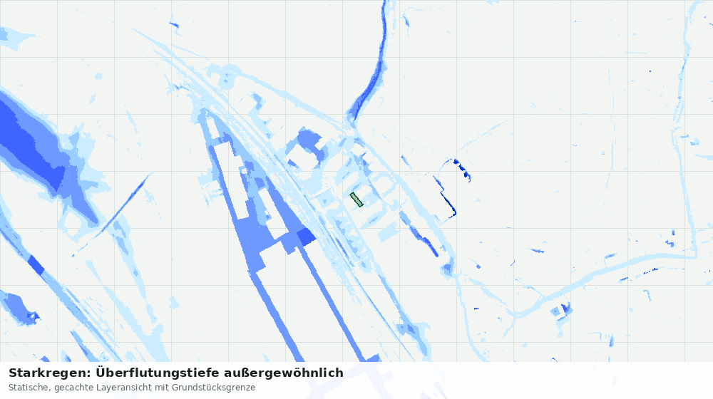 Statische Kartenansicht: Starkregen: Überflutungstiefe außergewöhnlich