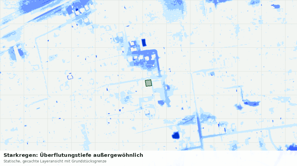 Statische Kartenansicht: Starkregen: Überflutungstiefe außergewöhnlich
