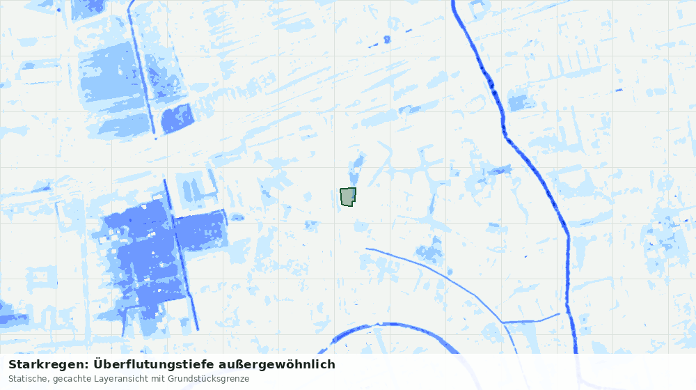 Statische Kartenansicht: Starkregen: Überflutungstiefe außergewöhnlich