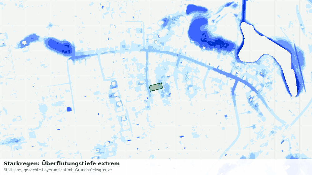 Statische Kartenansicht: Starkregen: Überflutungstiefe extrem