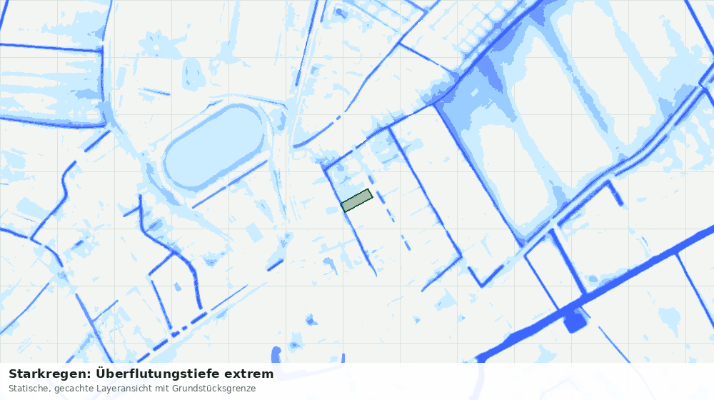 Statische Kartenansicht: Starkregen: Überflutungstiefe extrem