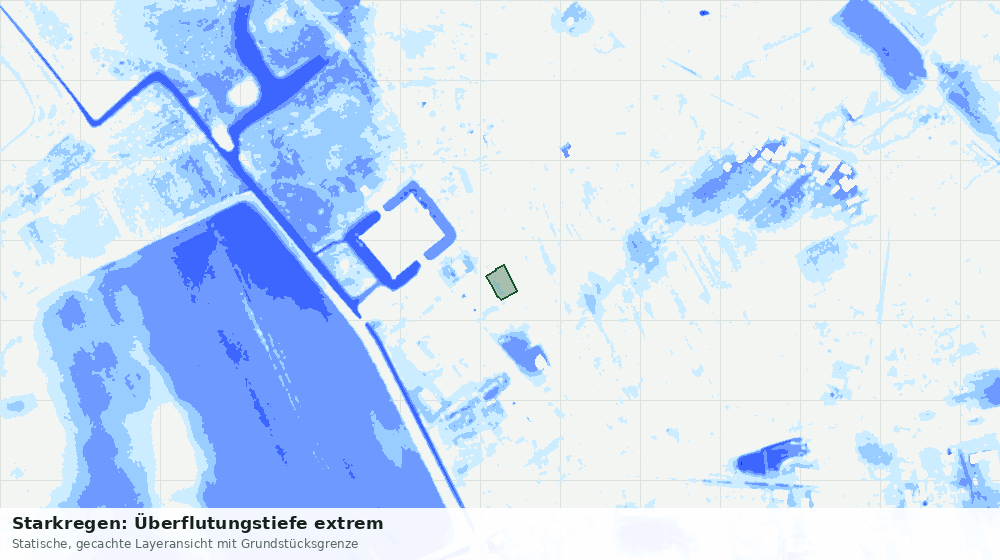 Statische Kartenansicht: Starkregen: Überflutungstiefe extrem