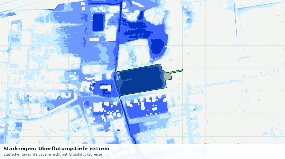 Statische Kartenansicht: Starkregen: Überflutungstiefe extrem
