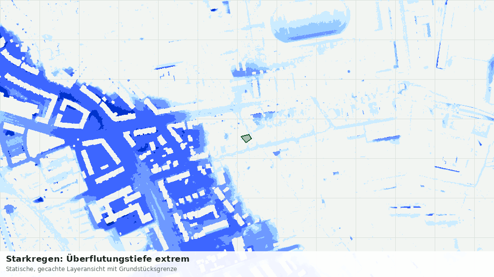 Statische Kartenansicht: Starkregen: Überflutungstiefe extrem