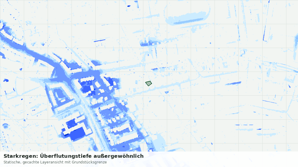 Statische Kartenansicht: Starkregen: Überflutungstiefe außergewöhnlich