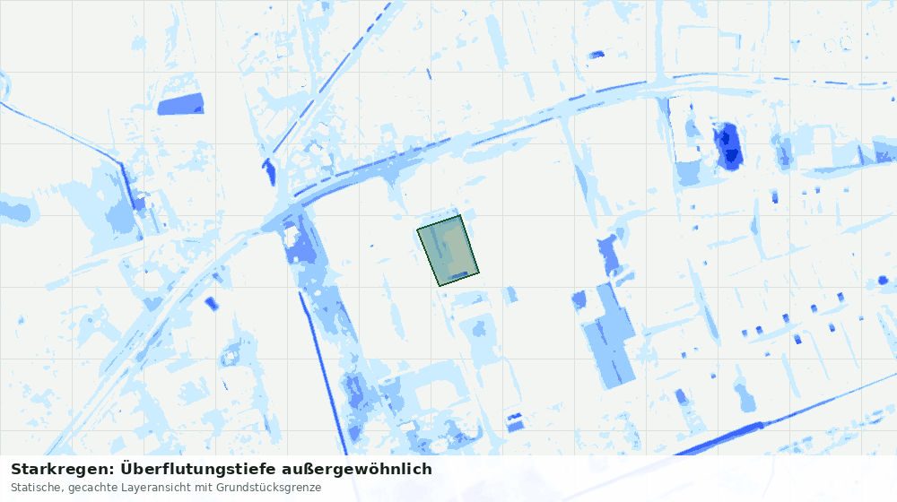 Statische Kartenansicht: Starkregen: Überflutungstiefe außergewöhnlich