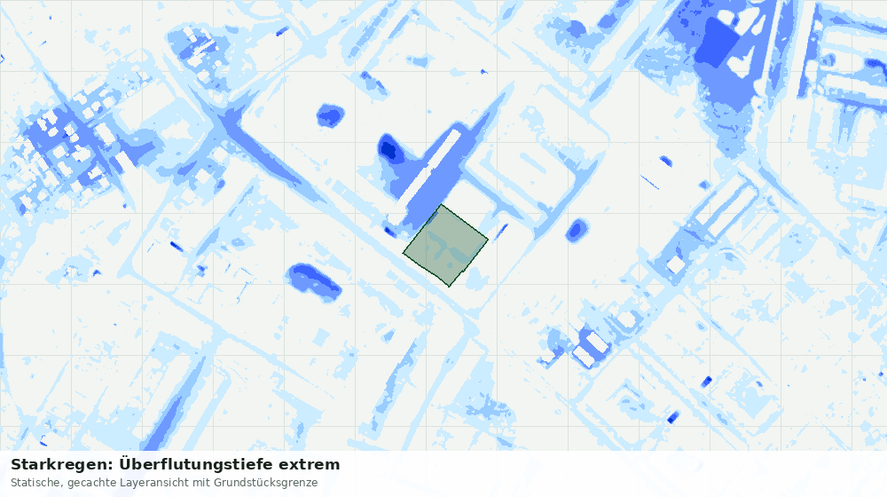 Statische Kartenansicht: Starkregen: Überflutungstiefe extrem