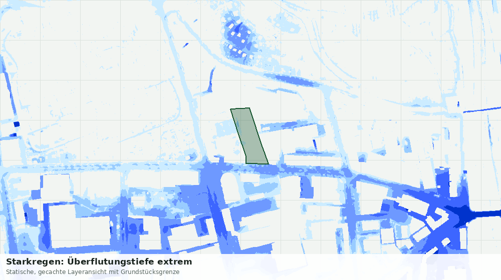 Statische Kartenansicht: Starkregen: Überflutungstiefe extrem