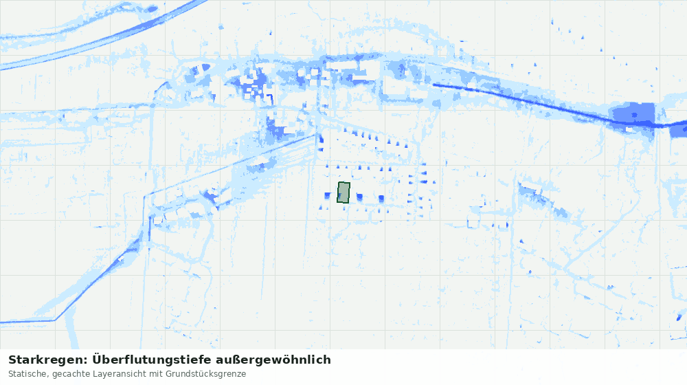 Statische Kartenansicht: Starkregen: Überflutungstiefe außergewöhnlich