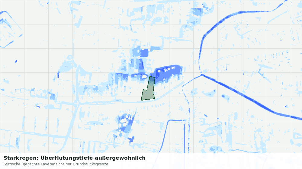 Statische Kartenansicht: Starkregen: Überflutungstiefe außergewöhnlich