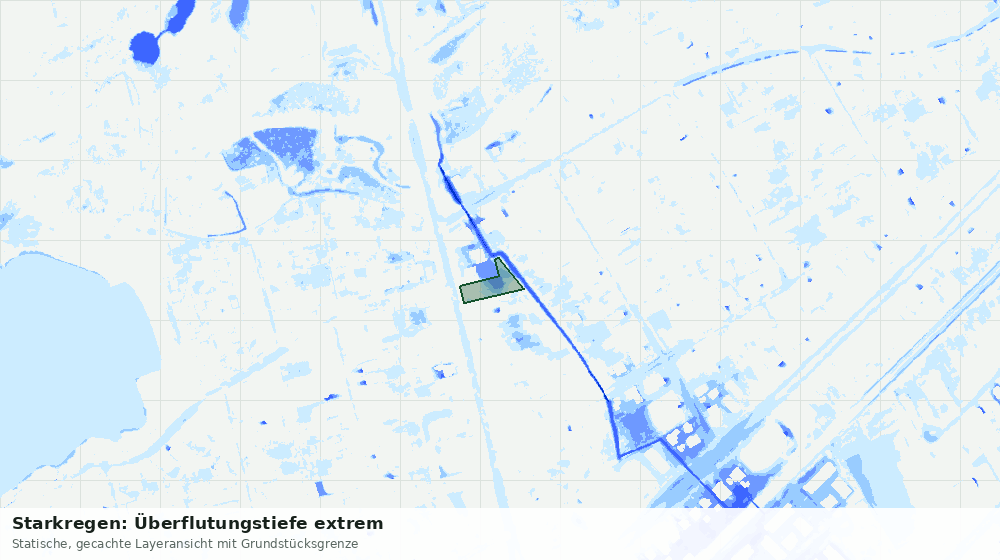 Statische Kartenansicht: Starkregen: Überflutungstiefe extrem