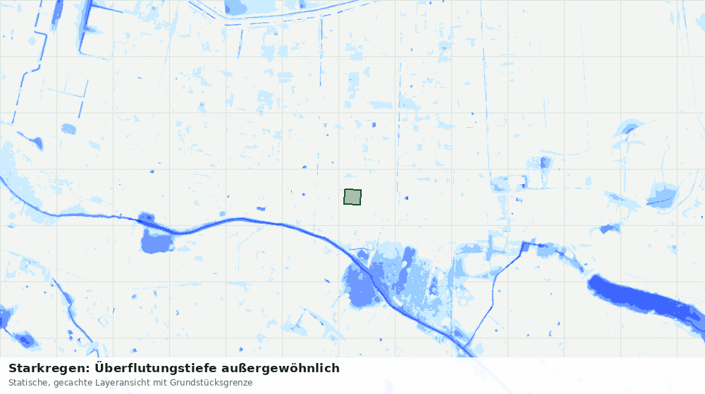 Statische Kartenansicht: Starkregen: Überflutungstiefe außergewöhnlich