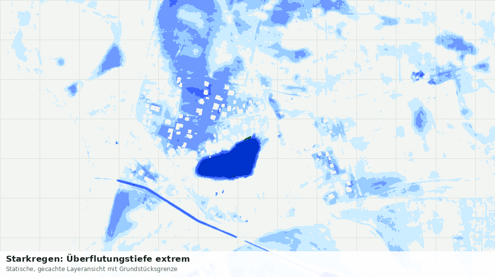 Statische Kartenansicht: Starkregen: Überflutungstiefe extrem