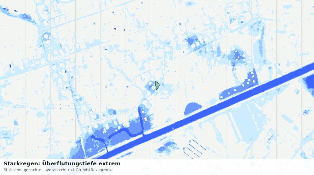 Statische Kartenansicht: Starkregen: Überflutungstiefe extrem