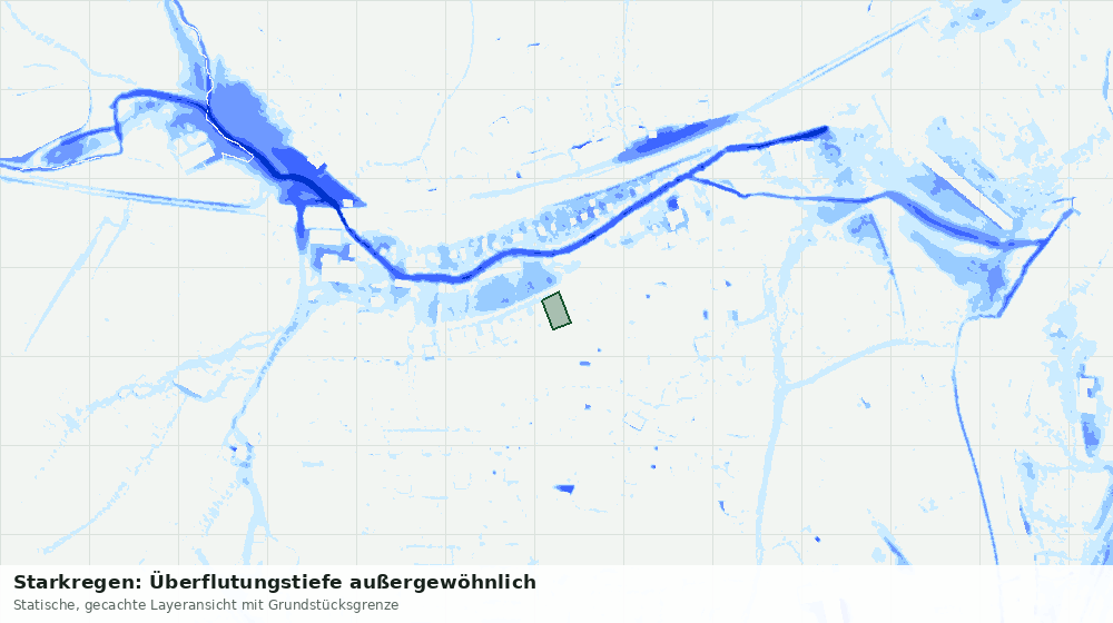 Statische Kartenansicht: Starkregen: Überflutungstiefe außergewöhnlich