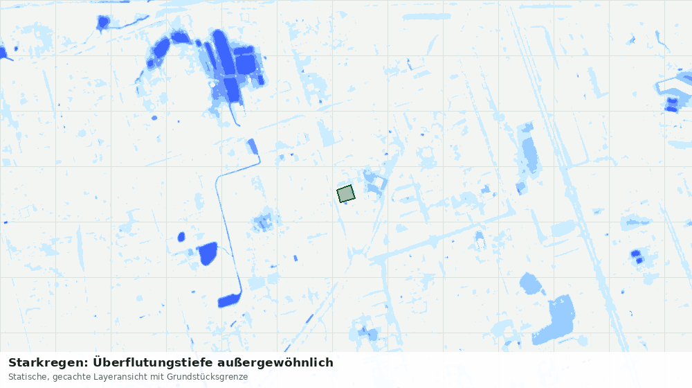 Statische Kartenansicht: Starkregen: Überflutungstiefe außergewöhnlich