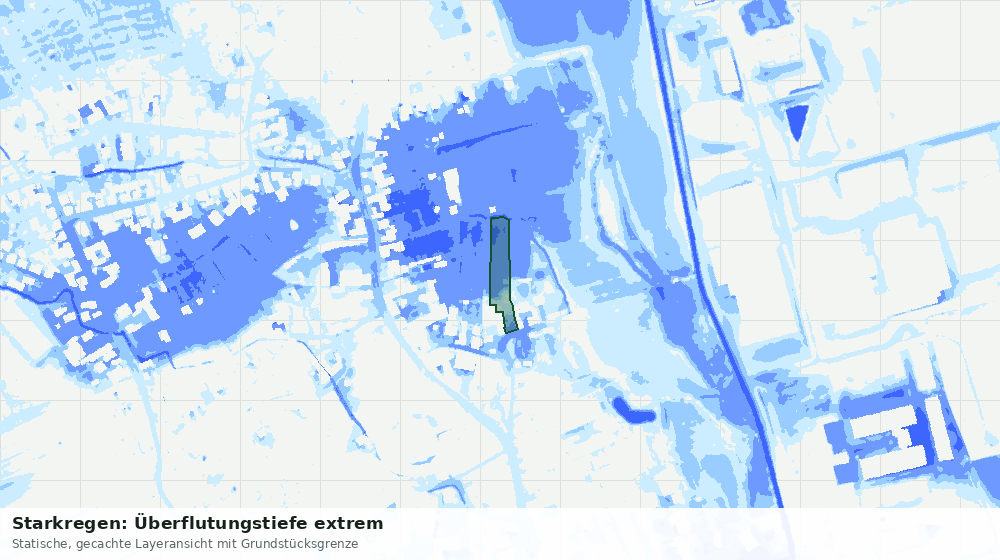 Statische Kartenansicht: Starkregen: Überflutungstiefe extrem