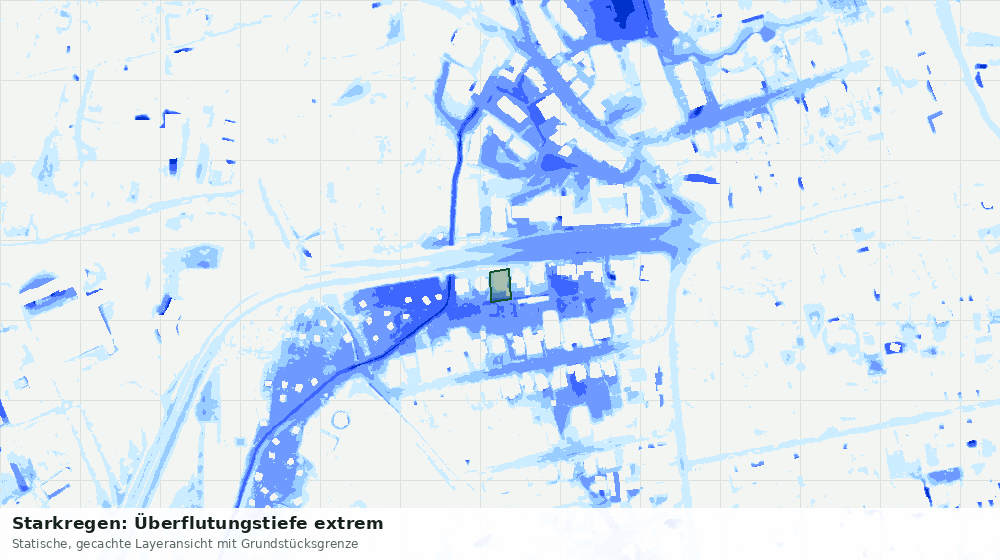 Statische Kartenansicht: Starkregen: Überflutungstiefe extrem