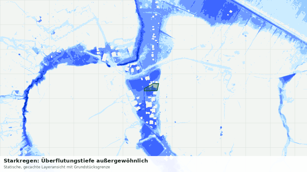 Statische Kartenansicht: Starkregen: Überflutungstiefe außergewöhnlich