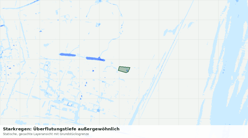 Statische Kartenansicht: Starkregen: Überflutungstiefe außergewöhnlich