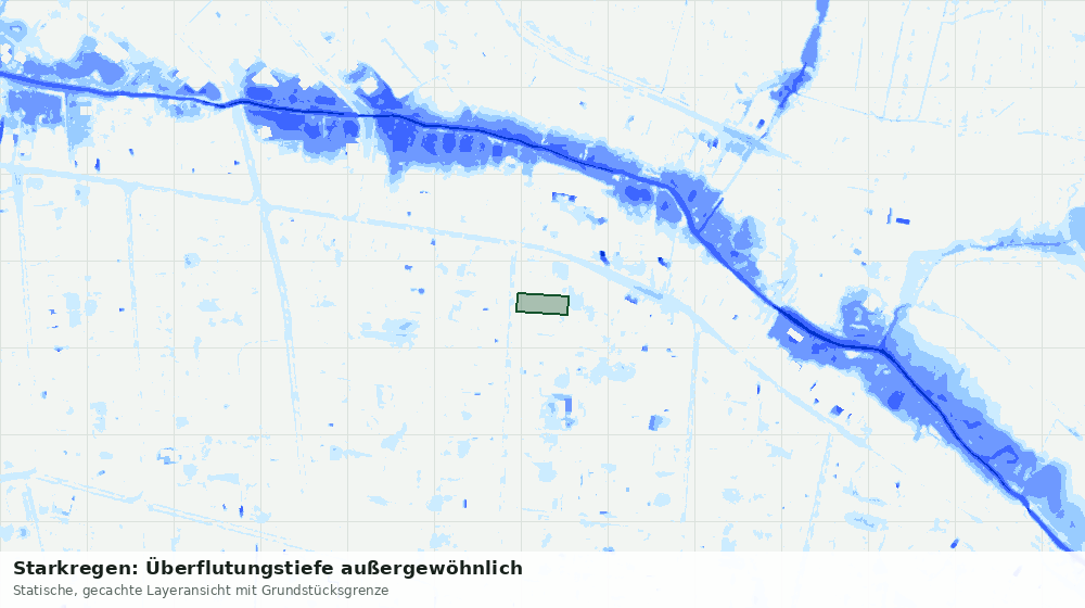 Statische Kartenansicht: Starkregen: Überflutungstiefe außergewöhnlich
