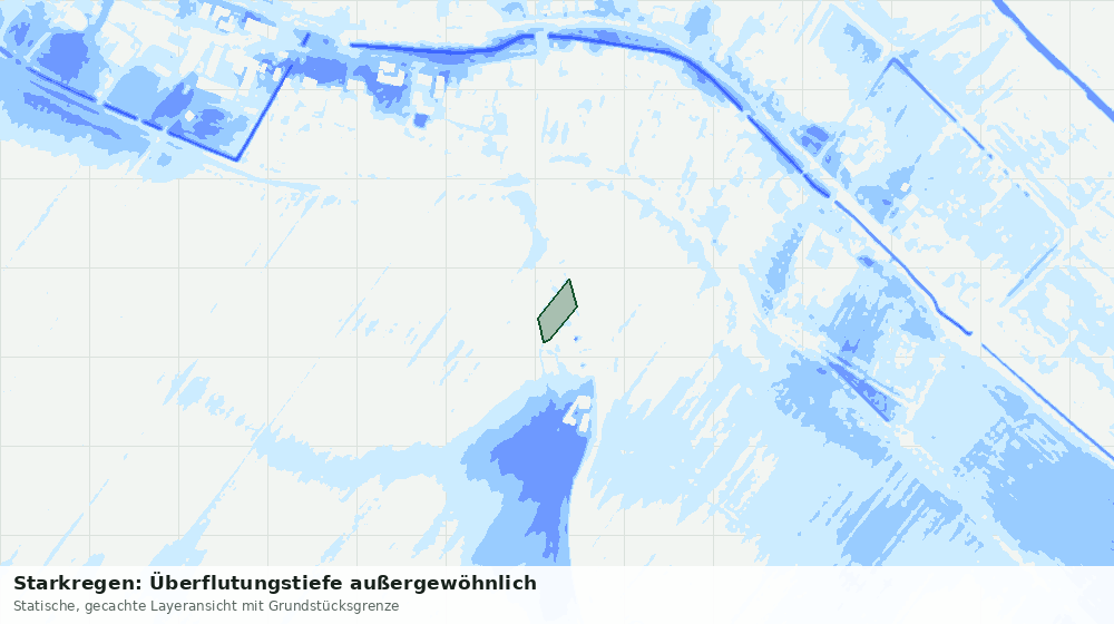 Statische Kartenansicht: Starkregen: Überflutungstiefe außergewöhnlich