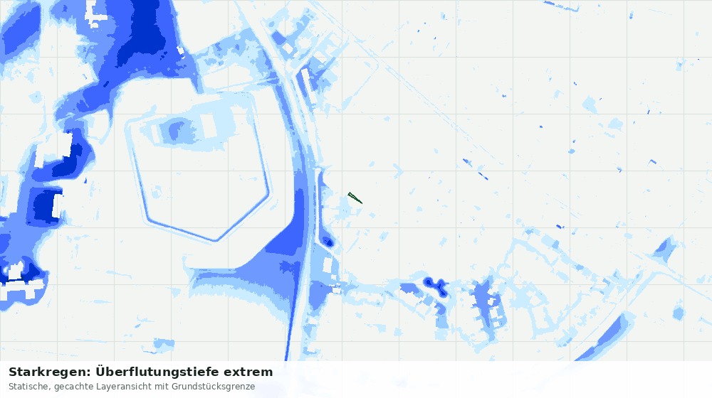 Statische Kartenansicht: Starkregen: Überflutungstiefe extrem