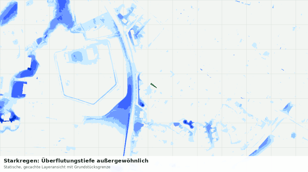 Statische Kartenansicht: Starkregen: Überflutungstiefe außergewöhnlich