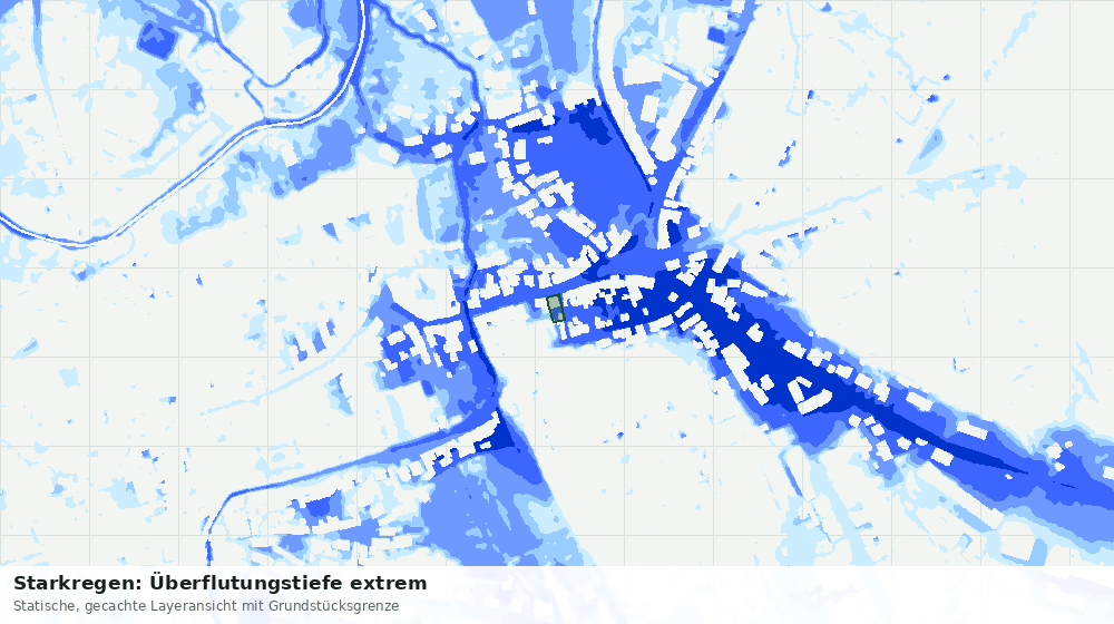 Statische Kartenansicht: Starkregen: Überflutungstiefe extrem