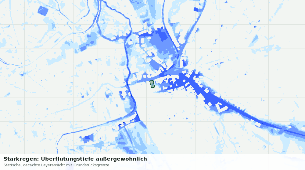 Statische Kartenansicht: Starkregen: Überflutungstiefe außergewöhnlich