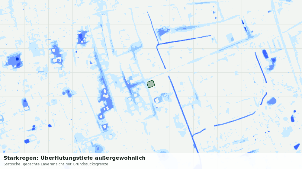Statische Kartenansicht: Starkregen: Überflutungstiefe außergewöhnlich
