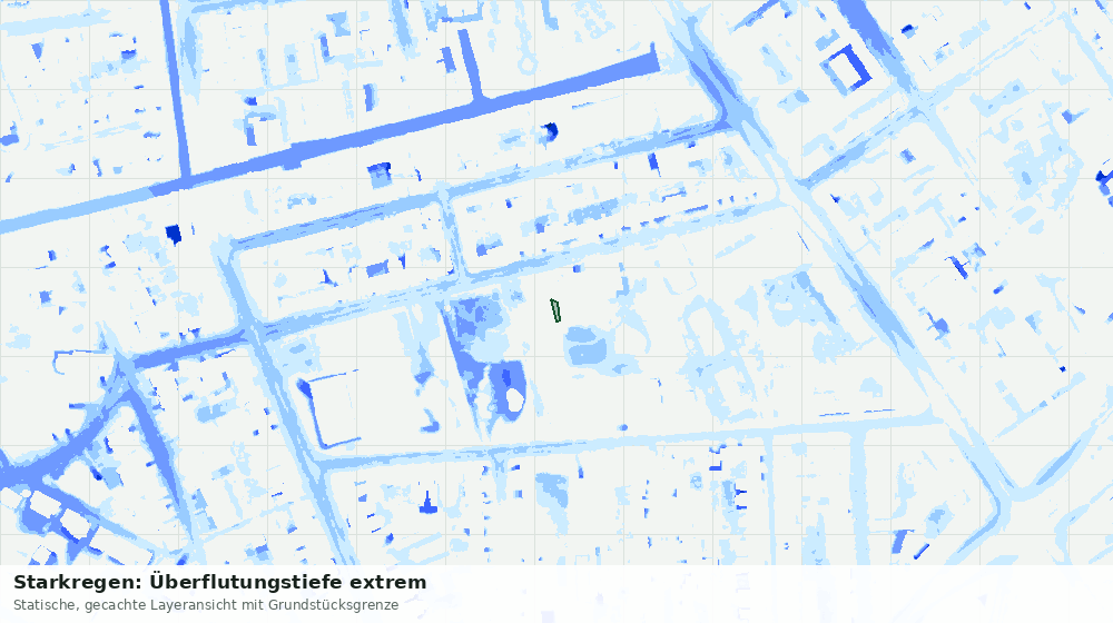 Statische Kartenansicht: Starkregen: Überflutungstiefe extrem