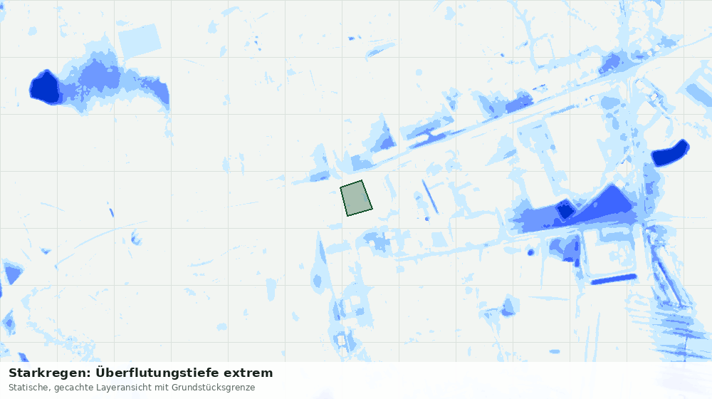 Statische Kartenansicht: Starkregen: Überflutungstiefe extrem