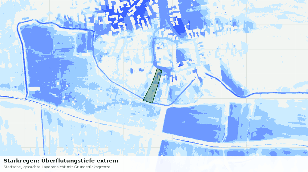 Statische Kartenansicht: Starkregen: Überflutungstiefe extrem