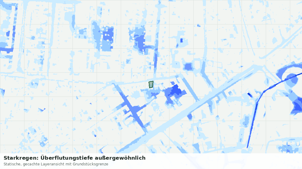 Statische Kartenansicht: Starkregen: Überflutungstiefe außergewöhnlich