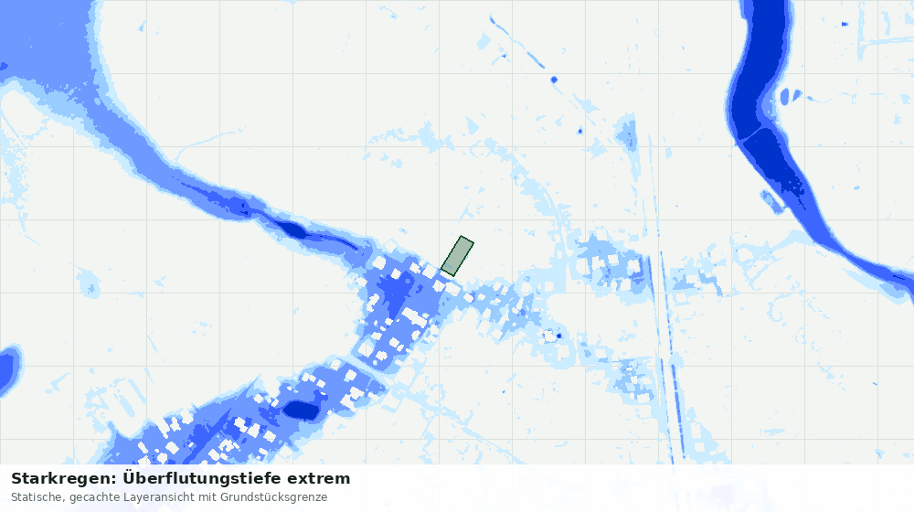 Statische Kartenansicht: Starkregen: Überflutungstiefe extrem