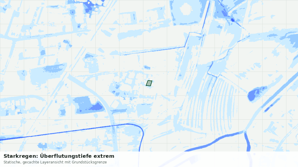 Statische Kartenansicht: Starkregen: Überflutungstiefe extrem