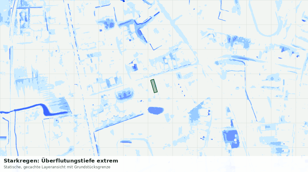 Statische Kartenansicht: Starkregen: Überflutungstiefe extrem