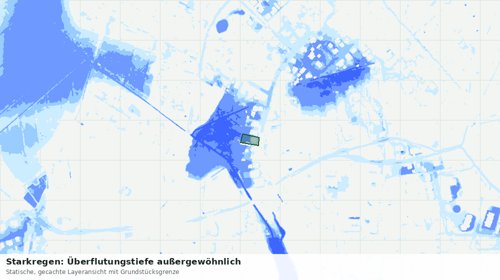 Statische Kartenansicht: Starkregen: Überflutungstiefe außergewöhnlich