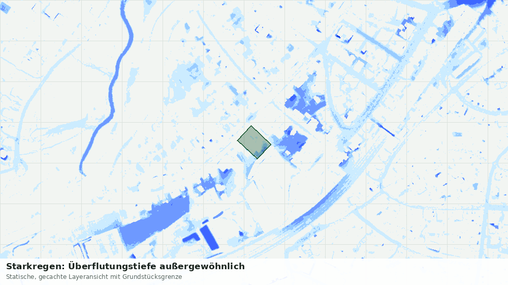 Statische Kartenansicht: Starkregen: Überflutungstiefe außergewöhnlich