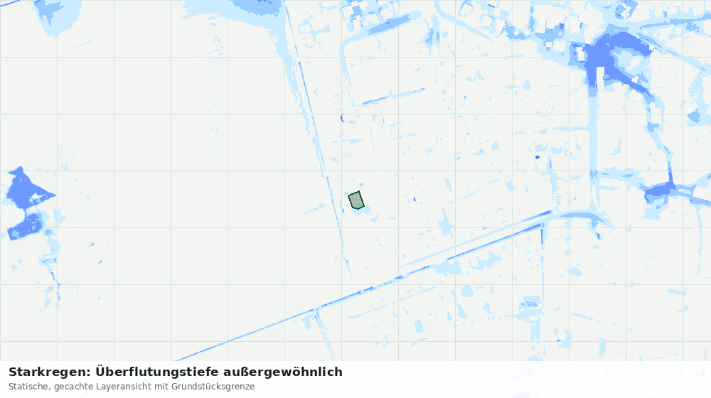 Statische Kartenansicht: Starkregen: Überflutungstiefe außergewöhnlich