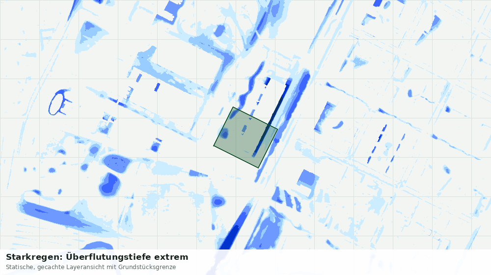 Statische Kartenansicht: Starkregen: Überflutungstiefe extrem