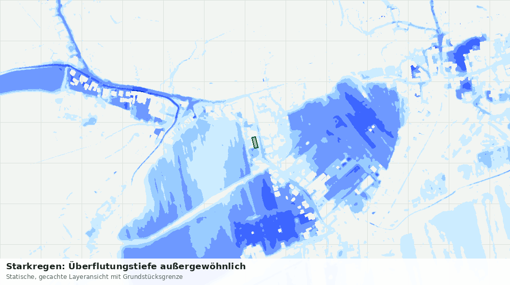 Statische Kartenansicht: Starkregen: Überflutungstiefe außergewöhnlich