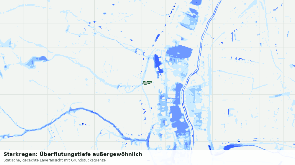 Statische Kartenansicht: Starkregen: Überflutungstiefe außergewöhnlich