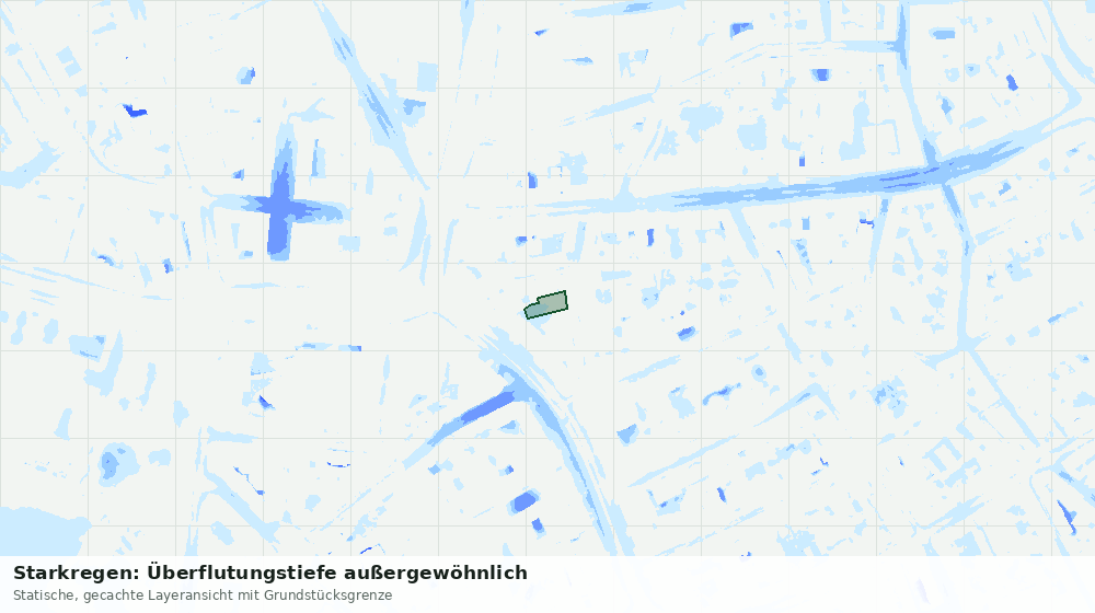 Statische Kartenansicht: Starkregen: Überflutungstiefe außergewöhnlich