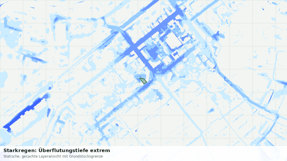 Statische Kartenansicht: Starkregen: Überflutungstiefe extrem