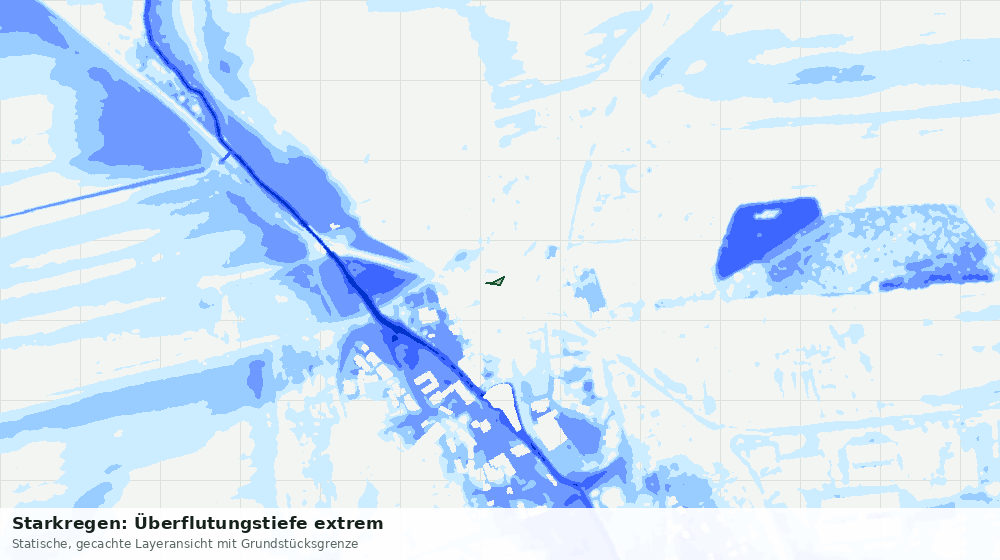 Statische Kartenansicht: Starkregen: Überflutungstiefe extrem