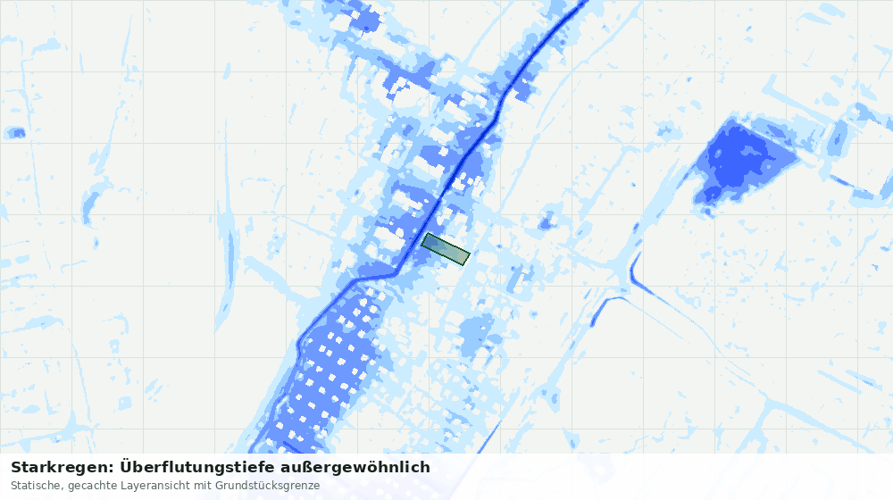 Statische Kartenansicht: Starkregen: Überflutungstiefe außergewöhnlich