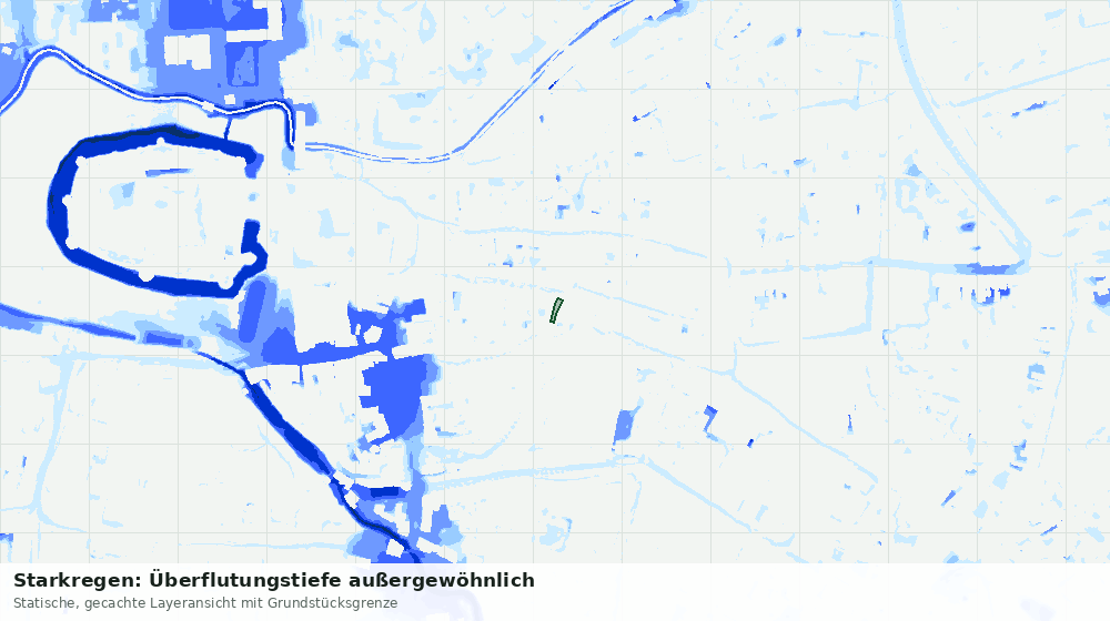 Statische Kartenansicht: Starkregen: Überflutungstiefe außergewöhnlich