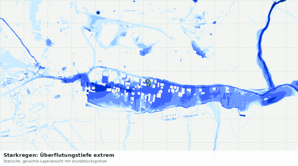 Statische Kartenansicht: Starkregen: Überflutungstiefe extrem